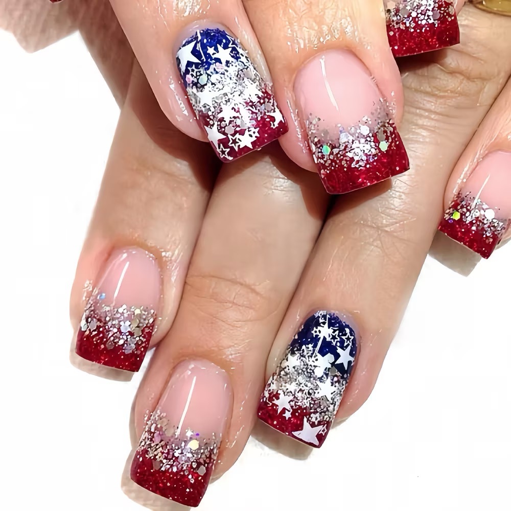Glitter 4th of July Nails